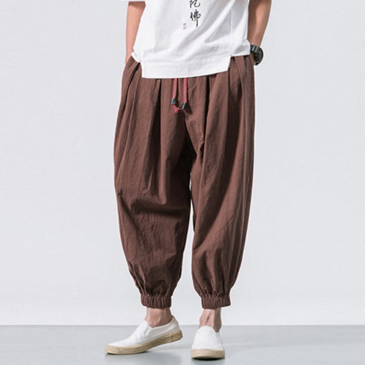 Pantaloni sportivi casual da uomo Buddha Stones in cotone tinta unita con coulisse e tasche - image 29