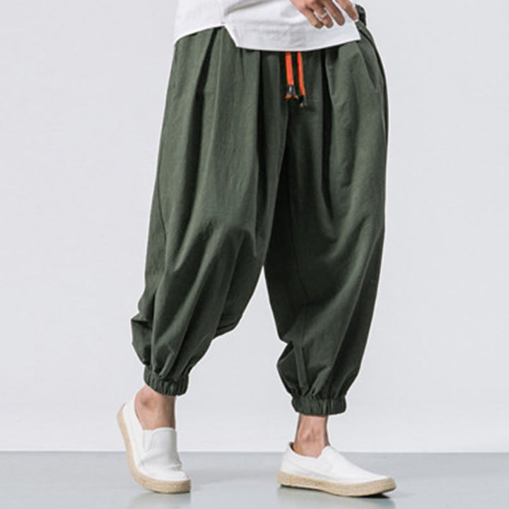 Pantaloni sportivi casual da uomo Buddha Stones in cotone tinta unita con coulisse e tasche - image 25
