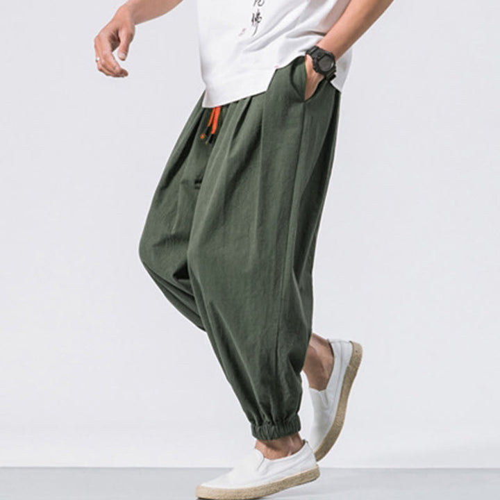 Pantaloni sportivi casual da uomo Buddha Stones in cotone tinta unita con coulisse e tasche - image 21