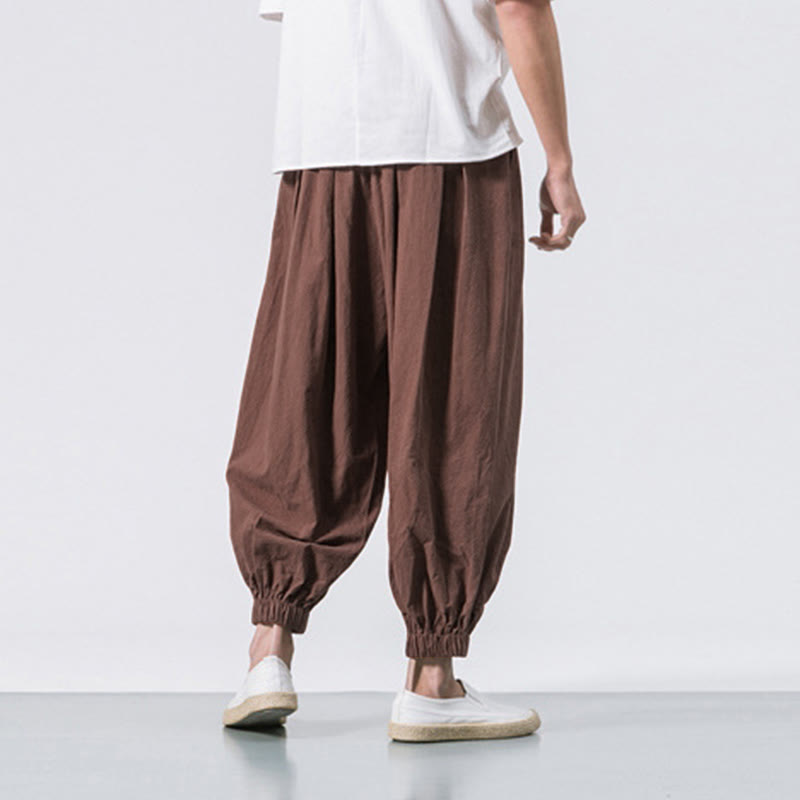 Pantaloni sportivi casual da uomo Buddha Stones in cotone tinta unita con coulisse e tasche - image 34