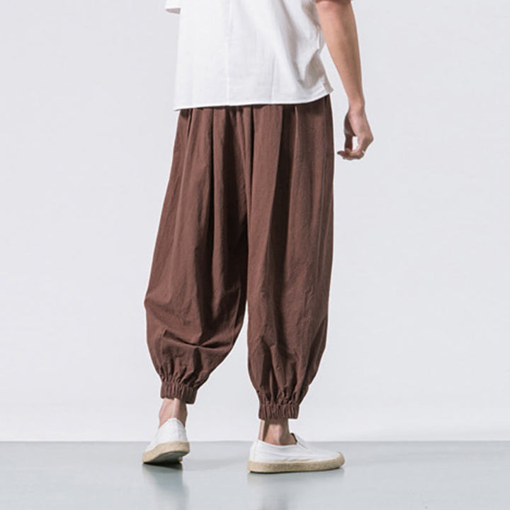 Pantaloni sportivi casual da uomo Buddha Stones in cotone tinta unita con coulisse e tasche - image 34