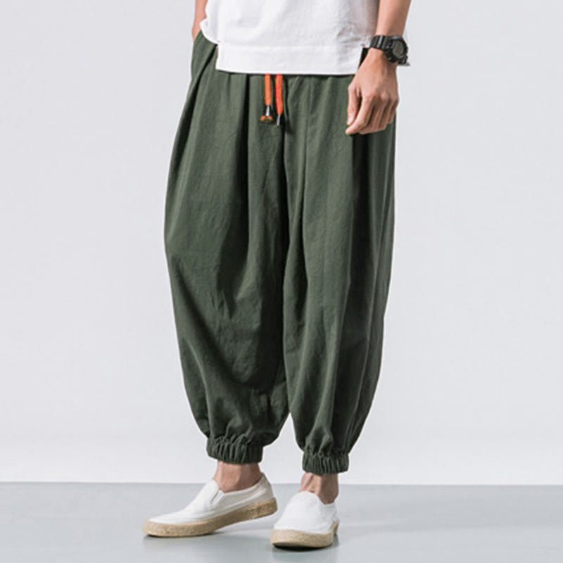 Pantaloni sportivi casual da uomo Buddha Stones in cotone tinta unita con coulisse e tasche - image 18