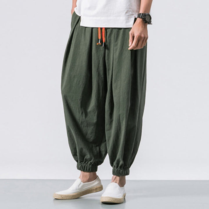 Pantaloni sportivi casual da uomo Buddha Stones in cotone tinta unita con coulisse e tasche - image 18