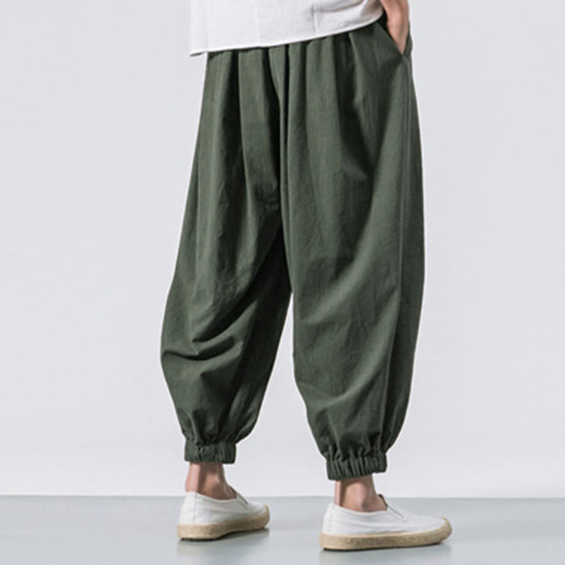 Pantaloni sportivi casual da uomo Buddha Stones in cotone tinta unita con coulisse e tasche - image 22