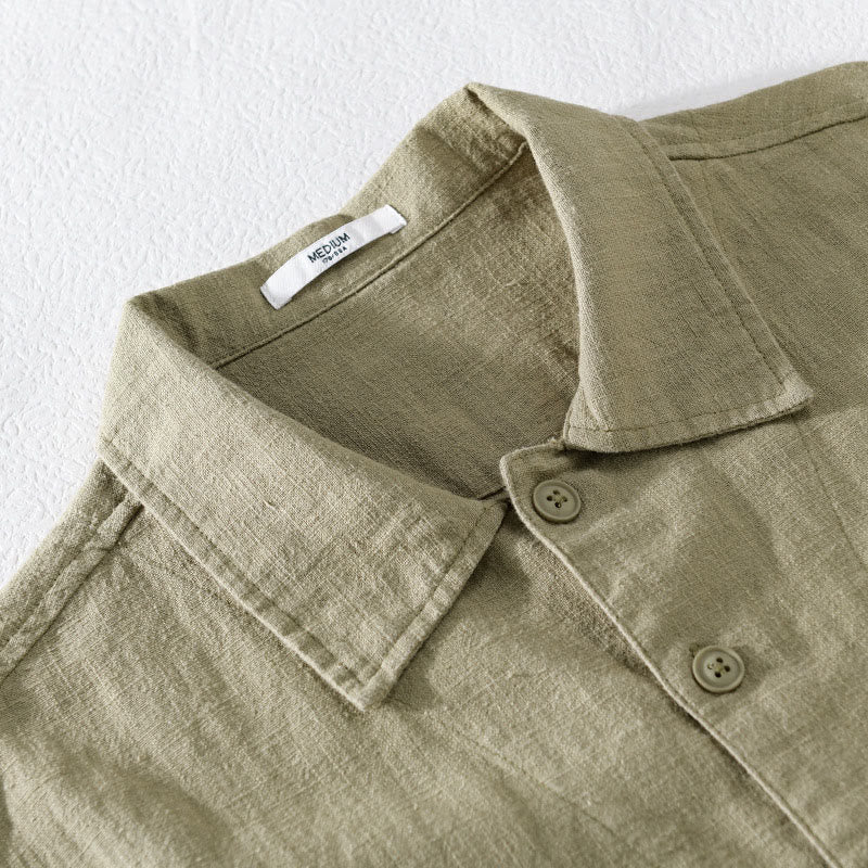 Camicia a maniche lunghe in lino e cotone con tasche, modello Buddha Stones Commute, da uomo, con bottoni semplici - image 17