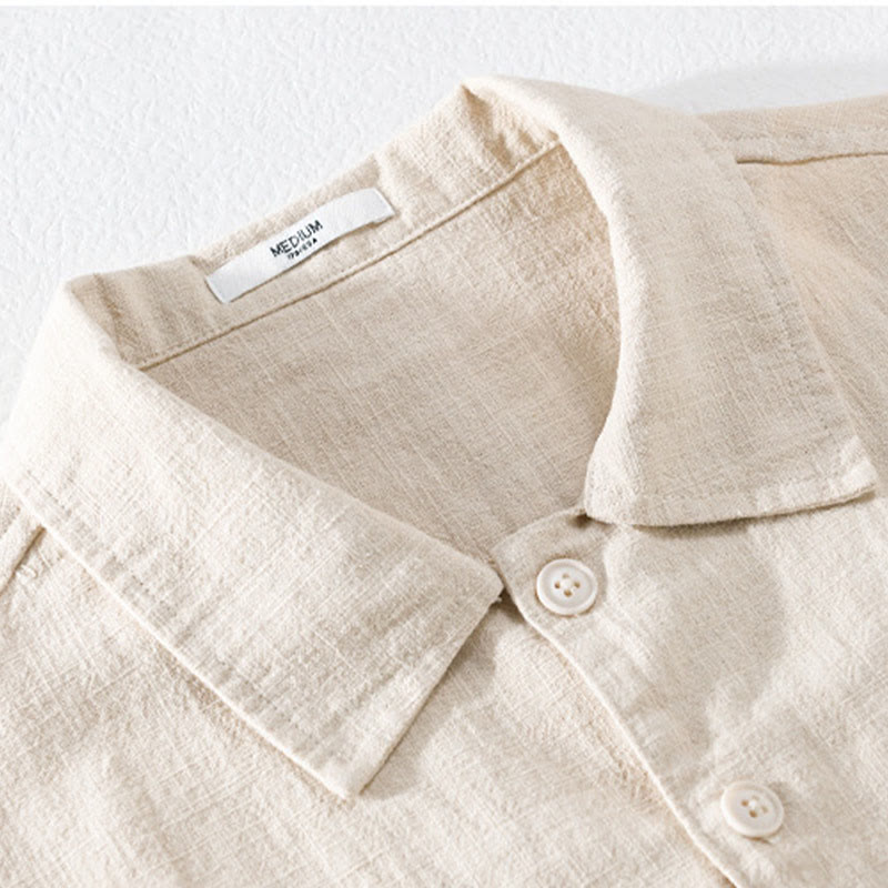 Camicia a maniche lunghe in lino e cotone con tasche, modello Buddha Stones Commute, da uomo, con bottoni semplici - image 5