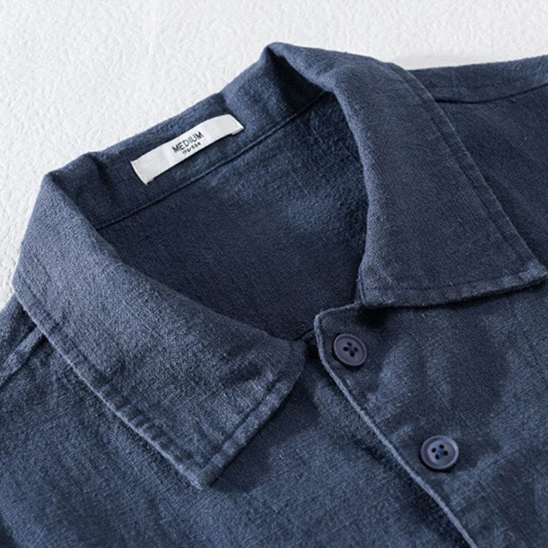 Camicia a maniche lunghe in lino e cotone con tasche, modello Buddha Stones Commute, da uomo, con bottoni semplici - image 13