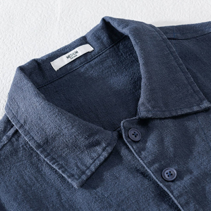 Camicia a maniche lunghe in lino e cotone con tasche, modello Buddha Stones Commute, da uomo, con bottoni semplici - image 13