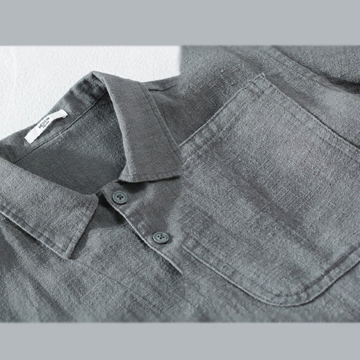 Camicia a maniche lunghe in lino e cotone con tasche, modello Buddha Stones Commute, da uomo, con bottoni semplici - image 12