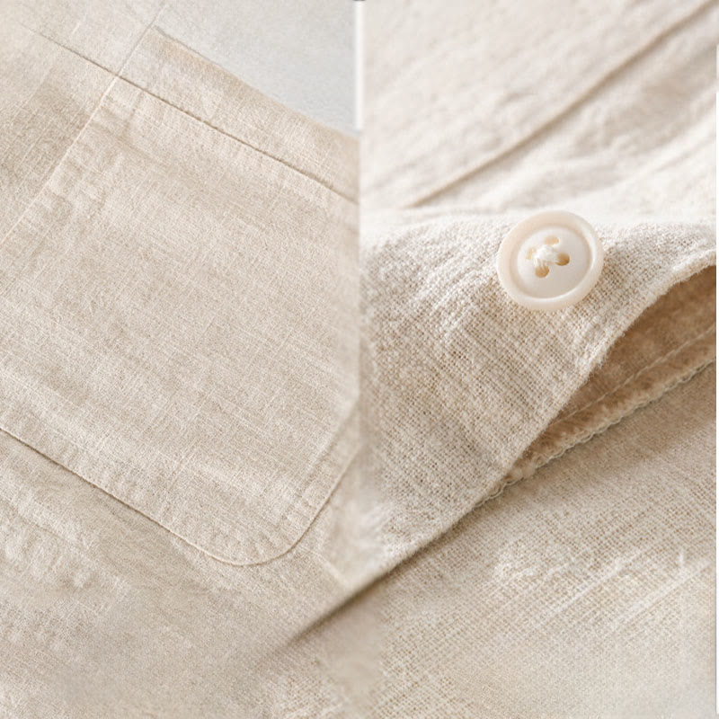 Camicia a maniche lunghe in lino e cotone con tasche, modello Buddha Stones Commute, da uomo, con bottoni semplici - image 6