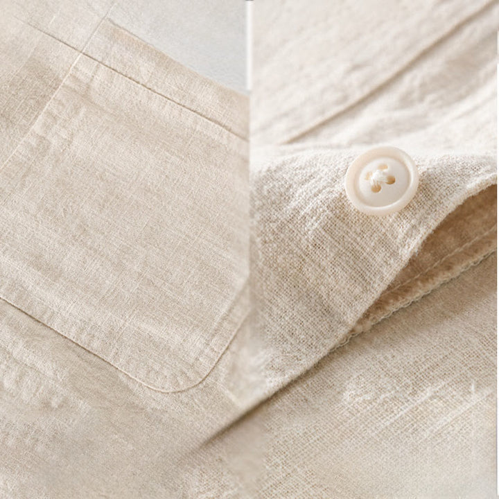 Camicia a maniche lunghe in lino e cotone con tasche, modello Buddha Stones Commute, da uomo, con bottoni semplici - image 6