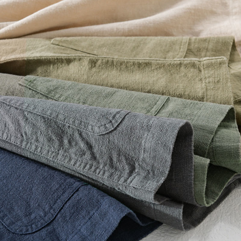 Camicia a maniche lunghe in lino e cotone con tasche, modello Buddha Stones Commute, da uomo, con bottoni semplici - image 25