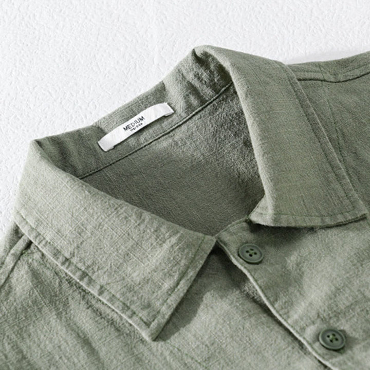 Camicia a maniche lunghe in lino e cotone con tasche, modello Buddha Stones Commute, da uomo, con bottoni semplici - image 1