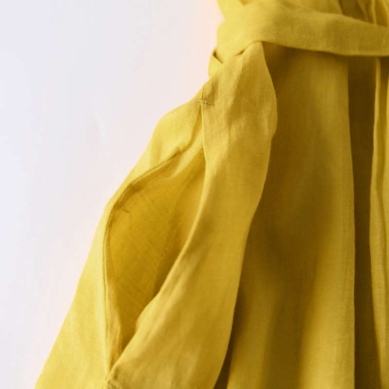 Abito midi casual con maniche corte, scollo rotondo, tasche e lacci Buddha Stones - image 11