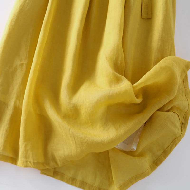 Abito midi casual con maniche corte, scollo rotondo, tasche e lacci Buddha Stones - image 13