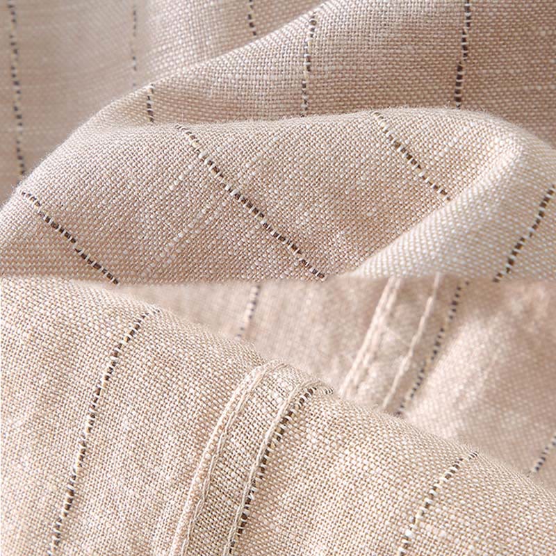 Camicia a maniche lunghe in cotone e lino con motivo a righe da uomo, modello Buddha Stones Daily Tang Suit - image 9