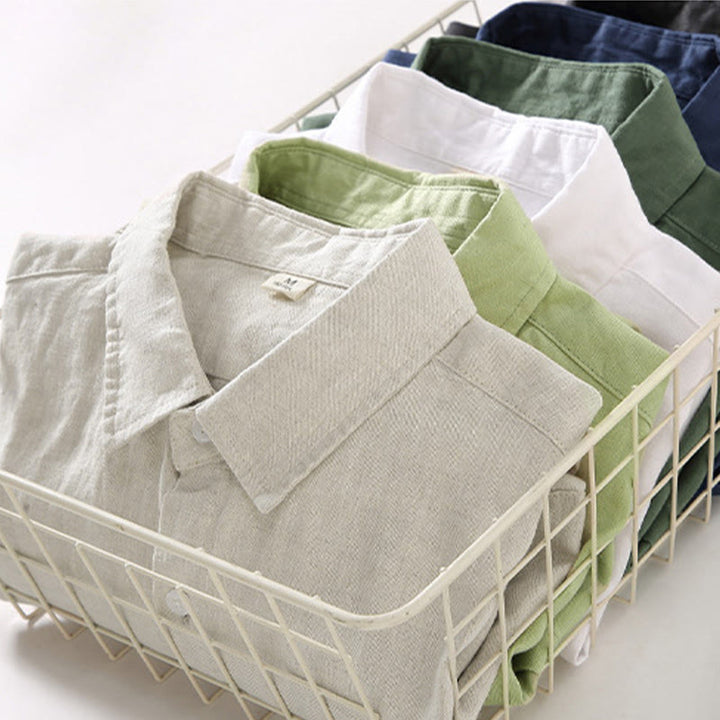 Camicia casual da uomo in lino puro a maniche lunghe con tasca Buddha Stones Spring - image 15