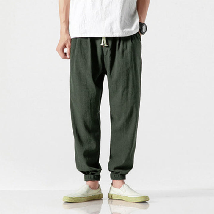 Pantaloni da uomo con tasche e coulisse semplici con motivo Buddha Stones - Verde oliva scuro - US/UK/AU46, EU56 (5XL) - image 15