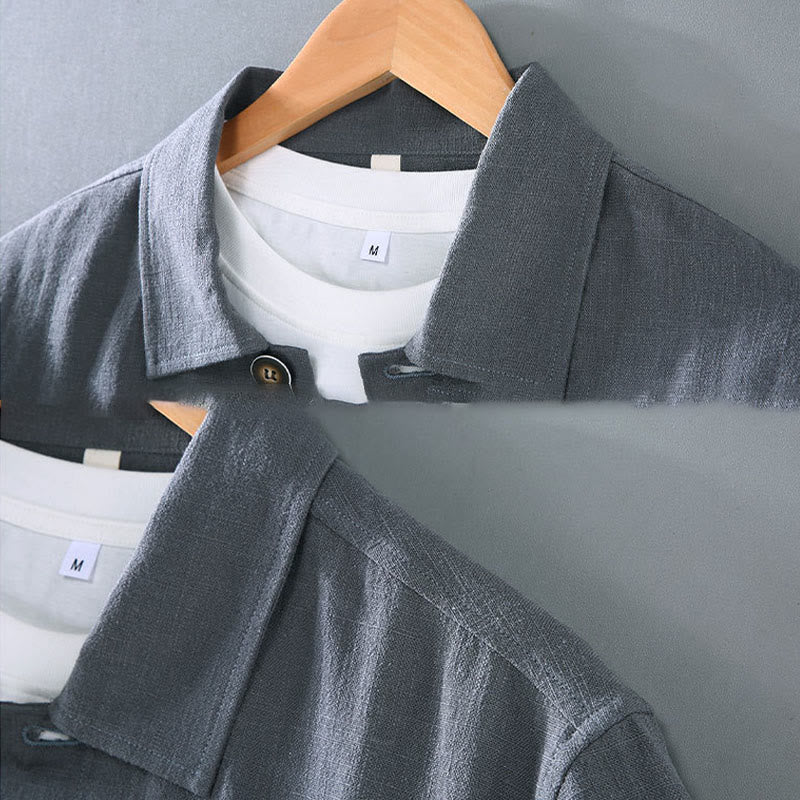 Giacca da uomo in lino ramiè con tasche, maniche lunghe, bottoni e revers, modello Buddha Stones Commute - image 8