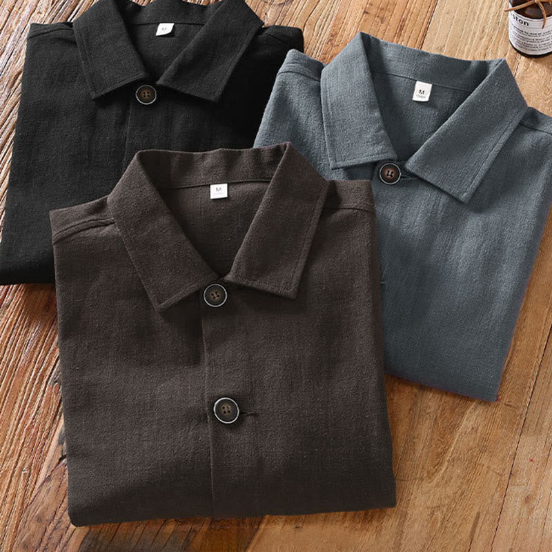 Giacca da uomo in lino ramiè con tasche, maniche lunghe, bottoni e revers, modello Buddha Stones Commute - image 13