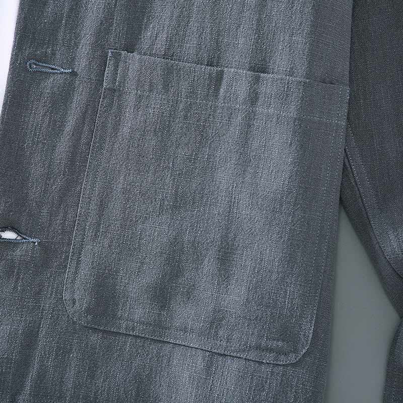 Giacca da uomo in lino ramiè con tasche, maniche lunghe, bottoni e revers, modello Buddha Stones Commute - image 7