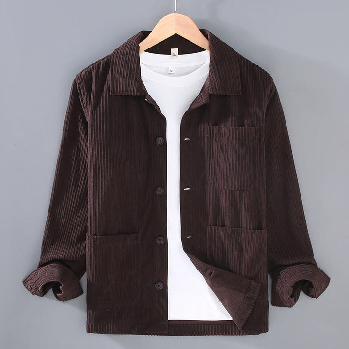 Giacca da uomo con tasche e maniche lunghe con bottoni e design a revers autunnale Buddha Stones - Marrone sella - US/UK/AU42, EU52 (3XL) - image 7