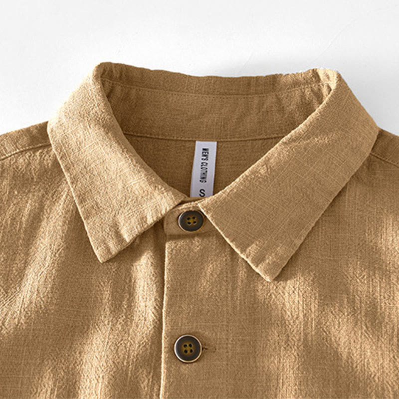 Giacca da uomo in lino ramia con maniche lunghe e tasche, modello Buddha Stones Commute, semplice e con bottoni - image 1