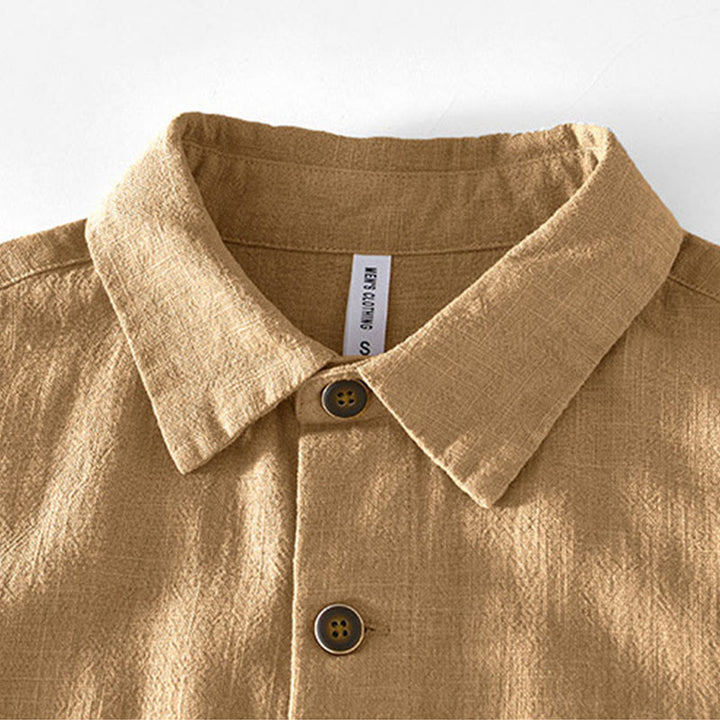 Giacca da uomo in lino ramia con maniche lunghe e tasche, modello Buddha Stones Commute, semplice e con bottoni - image 1