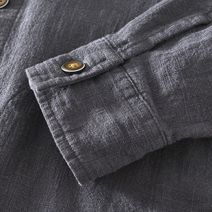 Giacca da uomo in lino ramia con maniche lunghe e tasche, modello Buddha Stones Commute, semplice e con bottoni - image 18