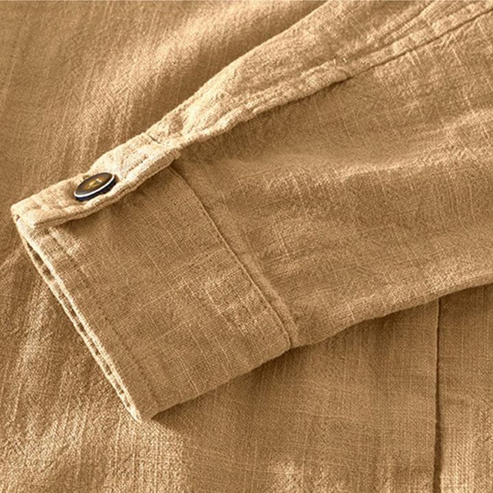 Giacca da uomo in lino ramia con maniche lunghe e tasche, modello Buddha Stones Commute, semplice e con bottoni - image 3
