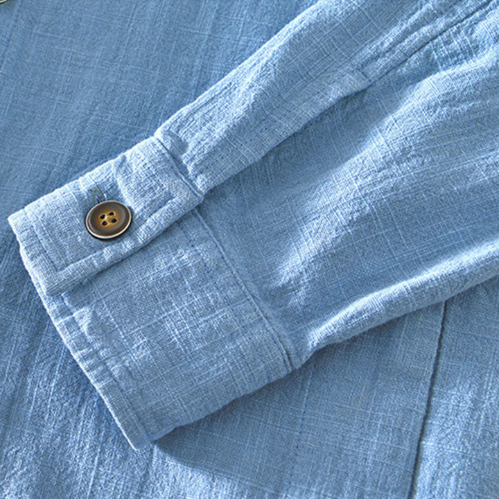 Giacca da uomo in lino ramia con maniche lunghe e tasche, modello Buddha Stones Commute, semplice e con bottoni - image 23