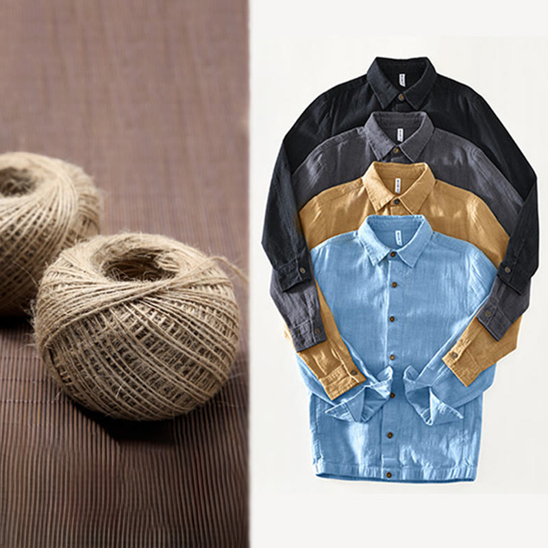 Giacca da uomo in lino ramia con maniche lunghe e tasche, modello Buddha Stones Commute, semplice e con bottoni - image 27