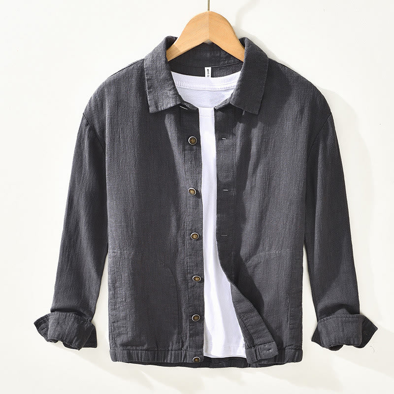 Giacca da uomo in lino ramia con maniche lunghe e tasche, modello Buddha Stones Commute, semplice e con bottoni - Grigio ardesia - US/UK/AU42, EU52 (3XL) - image 17