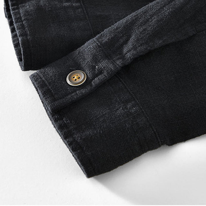 Giacca da uomo in lino ramia con maniche lunghe e tasche, modello Buddha Stones Commute, semplice e con bottoni - image 7