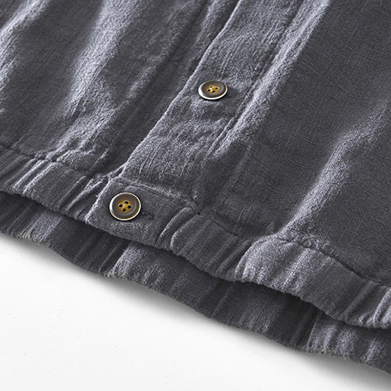 Giacca da uomo in lino ramia con maniche lunghe e tasche, modello Buddha Stones Commute, semplice e con bottoni - image 19