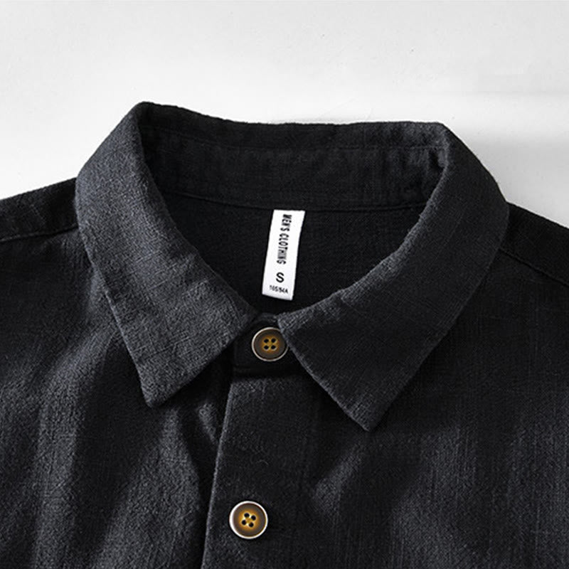 Giacca da uomo in lino ramia con maniche lunghe e tasche, modello Buddha Stones Commute, semplice e con bottoni - image 6