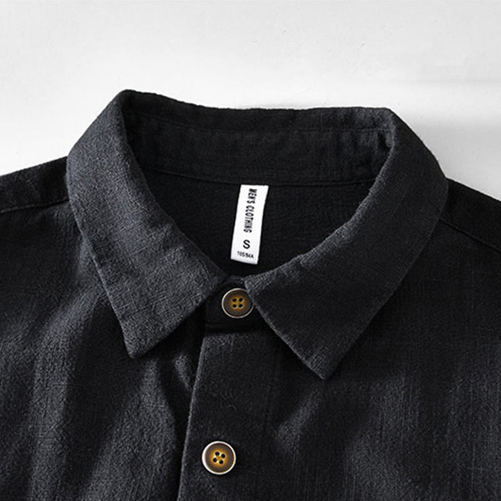 Giacca da uomo in lino ramia con maniche lunghe e tasche, modello Buddha Stones Commute, semplice e con bottoni - image 6