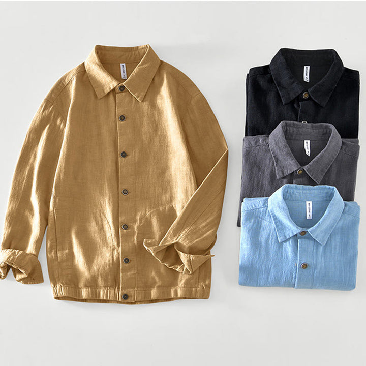 Giacca da uomo in lino ramia con maniche lunghe e tasche, modello Buddha Stones Commute, semplice e con bottoni - image 26