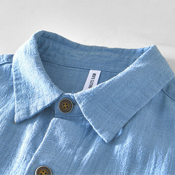 Giacca da uomo in lino ramia con maniche lunghe e tasche, modello Buddha Stones Commute, semplice e con bottoni - image 21