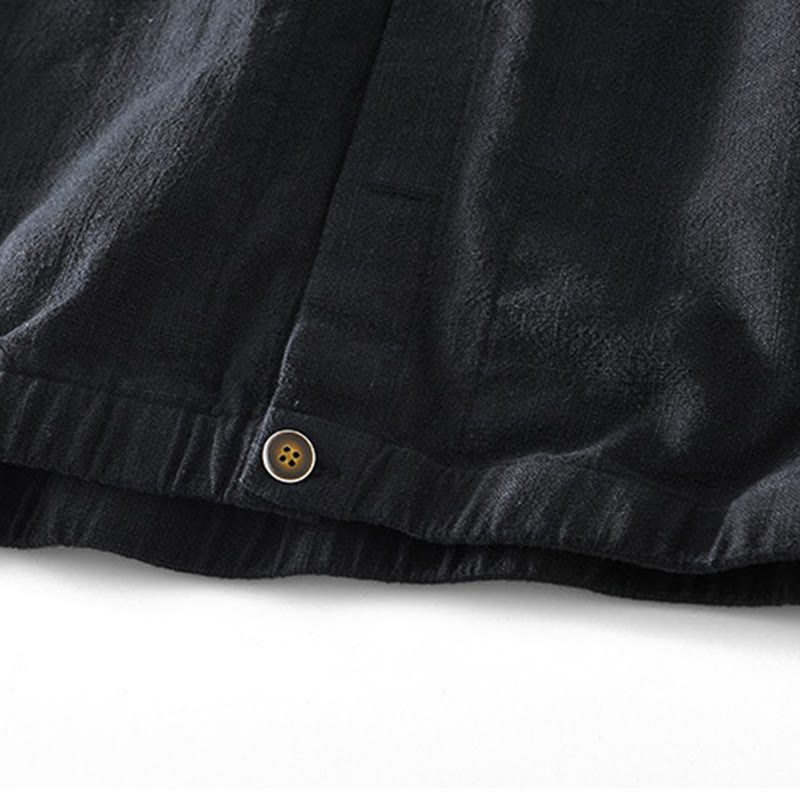 Giacca da uomo in lino ramia con maniche lunghe e tasche, modello Buddha Stones Commute, semplice e con bottoni - image 9