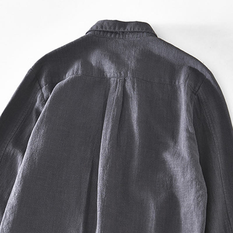 Giacca da uomo in lino ramia con maniche lunghe e tasche, modello Buddha Stones Commute, semplice e con bottoni - image 13