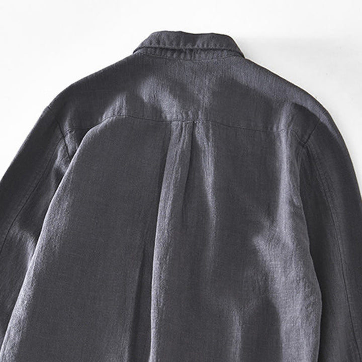 Giacca da uomo in lino ramia con maniche lunghe e tasche, modello Buddha Stones Commute, semplice e con bottoni - image 13