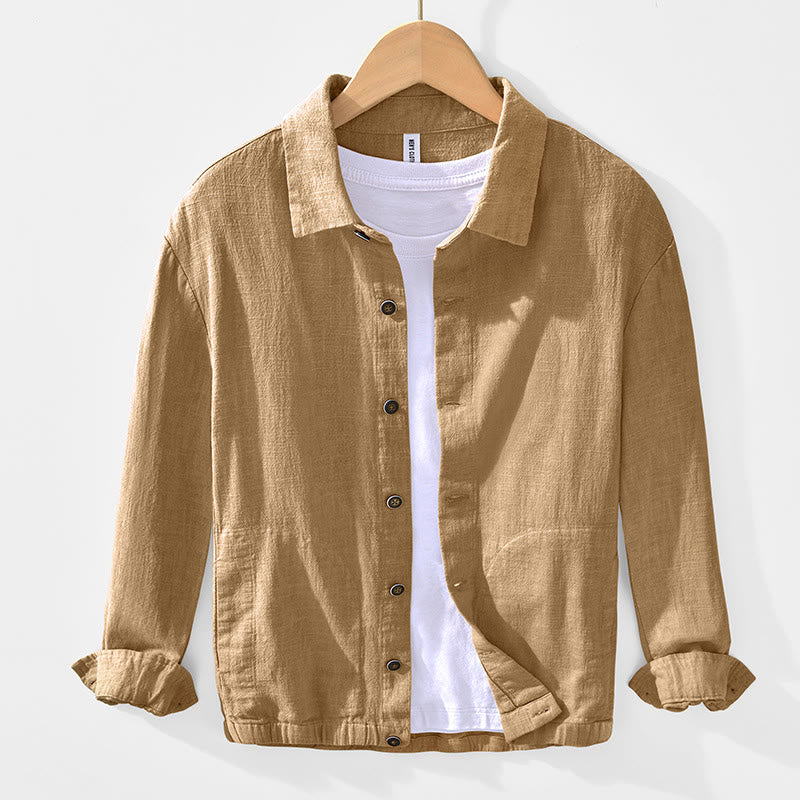 Giacca da uomo in lino ramia con maniche lunghe e tasche, modello Buddha Stones Commute, semplice e con bottoni - Verga d'oro - US/UK/AU42, EU52 (3XL) - image 1