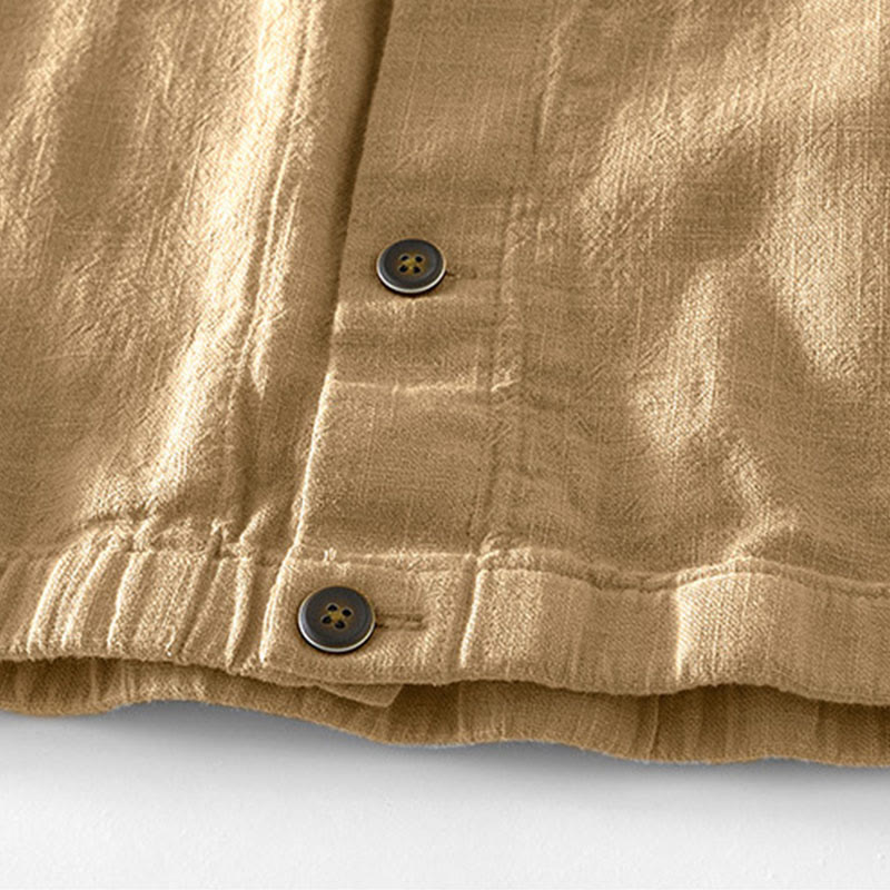 Giacca da uomo in lino ramia con maniche lunghe e tasche, modello Buddha Stones Commute, semplice e con bottoni - image 4