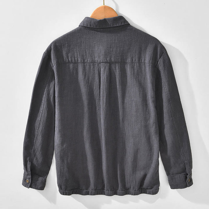 Giacca da uomo in lino ramia con maniche lunghe e tasche, modello Buddha Stones Commute, semplice e con bottoni - image 11