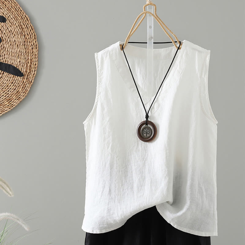 Gilet da donna con scollo a V, tinta unita, vintage, estivo , Buddha Stones - Bianco - US8-10, UK/AU12-14, EU40-42 (2XL) - image 15