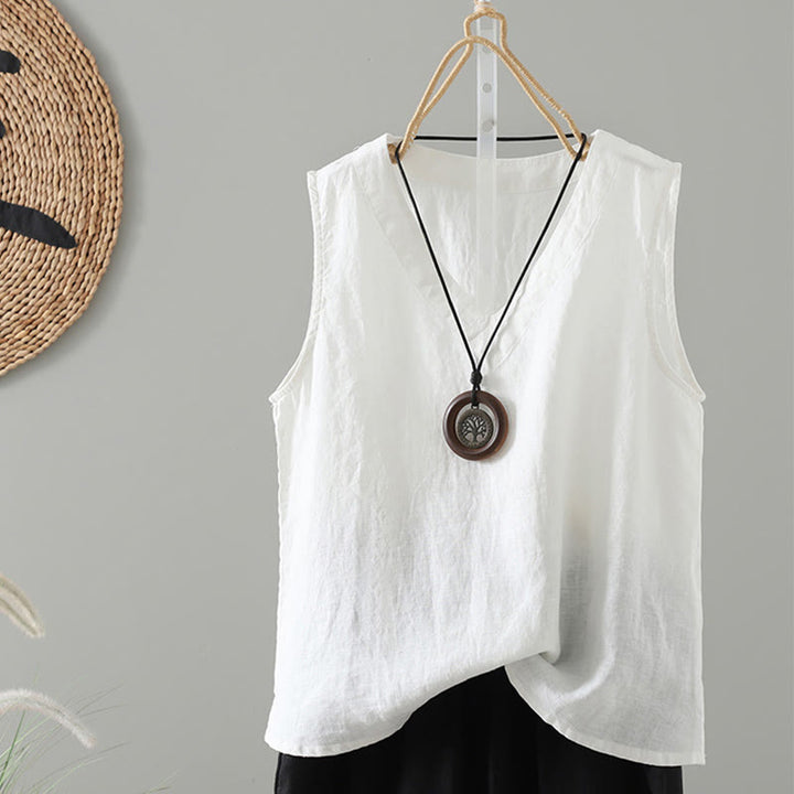 Gilet da donna con scollo a V, tinta unita, vintage, estivo , Buddha Stones - Bianco - US8-10, UK/AU12-14, EU40-42 (2XL) - image 15