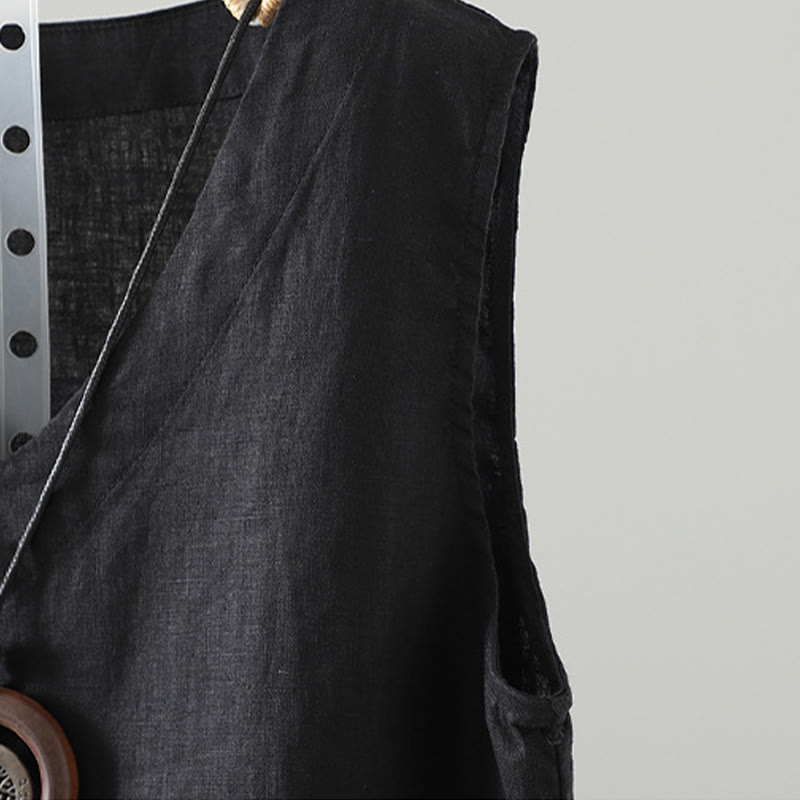 Gilet da donna con scollo a V, tinta unita, vintage, estivo , Buddha Stones - image 14