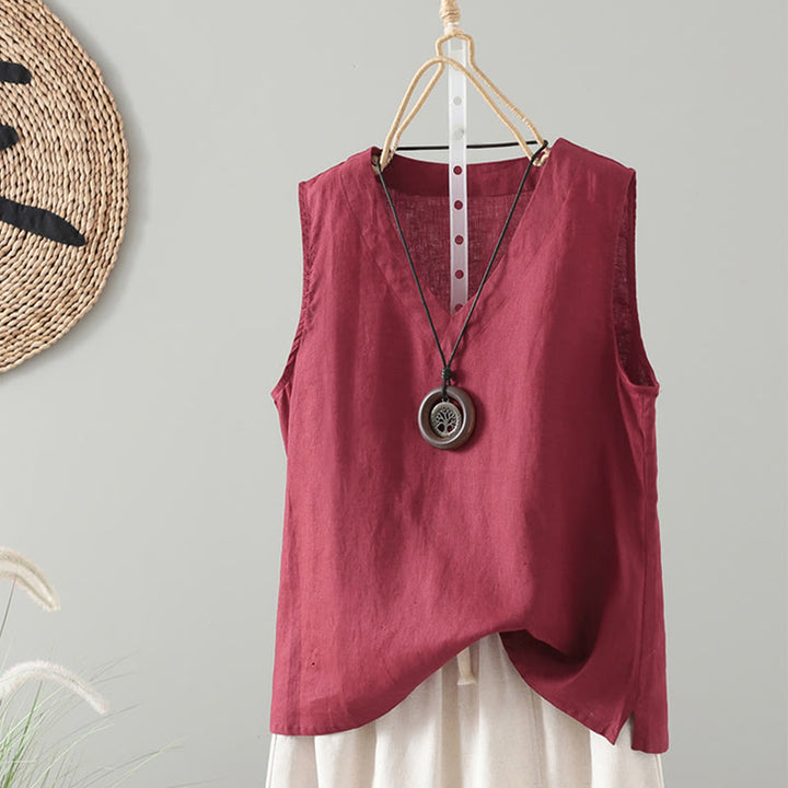 Gilet da donna con scollo a V, tinta unita, vintage, estivo , Buddha Stones - Cremisi - US8-10, UK/AU12-14, EU40-42 (2XL) - image 5