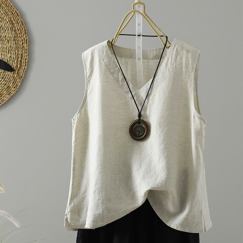 Gilet da donna con scollo a V, tinta unita, vintage, estivo , Buddha Stones - Beige - US8-10, UK/AU12-14, EU40-42 (2XL) - image 19